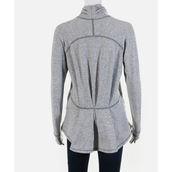 Lululemon Mock Neck Pleat Back Long Sleeve Tee White Grey 6 NWOT - Picture 11 of 14
